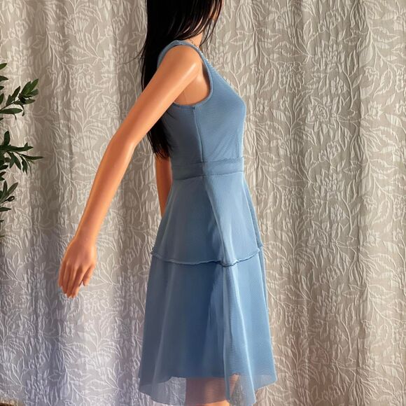 NWT KIIND OF Blue Mesh Overlay Futuristic Pannier Dress Ballerinacore‎ Size S - Picture 5 of 8